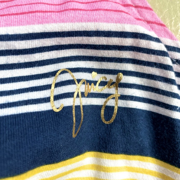 4/5 NWOT Juicy Couture Sleeveless Henley Halter Dress, Pink Navy Yellow Stripes - Picture 6 of 12